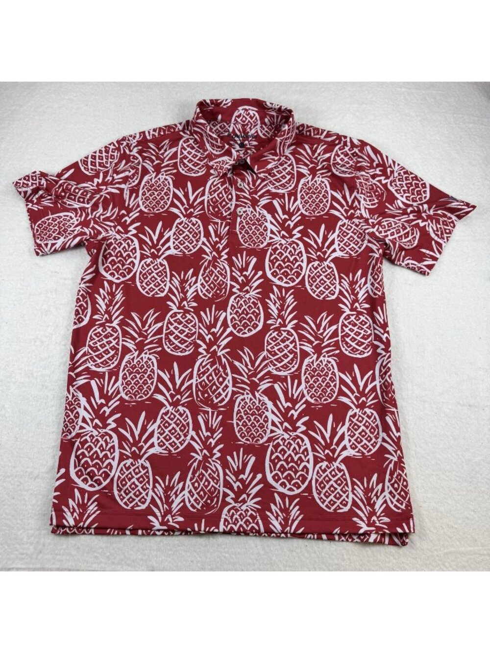Chubbies Polo Shirt Mens Size XL Red Pineapple Print Stretch Casual Summer